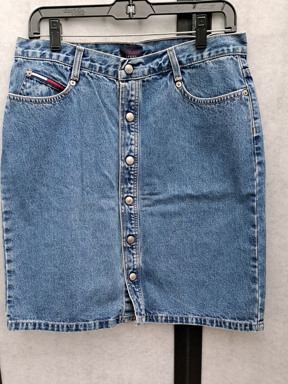 Tommy Hilfiger Medium Blue Denim Button-Front Skirt